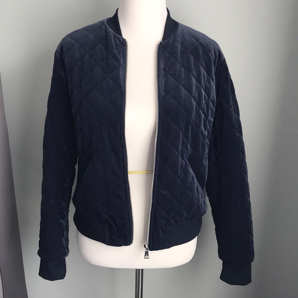 Lauren Ralph Lauren Navy Velvet Quilted Jacket